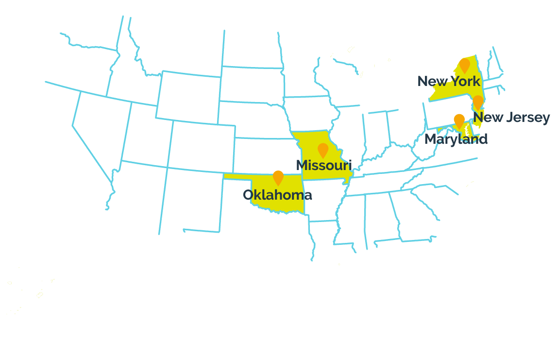 Maryland, Missouri, New Jersey, New York, and Oklahoma participate in the I-SMART project.